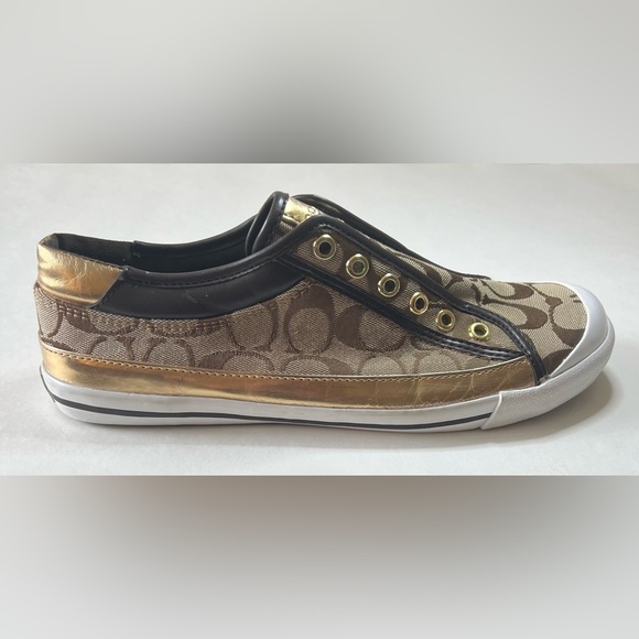 Coach Felix Women’s Slip On Sneakers Gold and Tan Size 10B - Picture 7 of 15